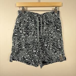 Nike Shark Mens SIZE SMALL Black Shark Icon 6.5" Volley Print Board Trunks Sport